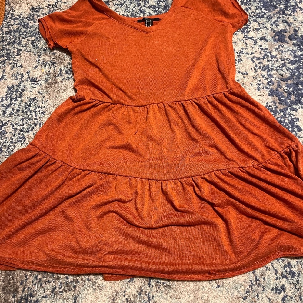 Forever 21 Burnt Orange Tiered Short Sleeve Dress – Size Small